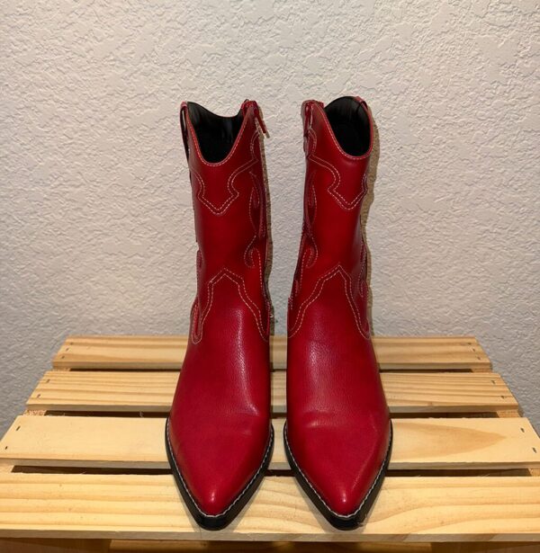 Front shot of red boots
