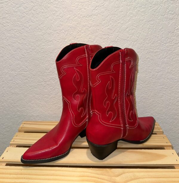 Front and back angle shot of red boots